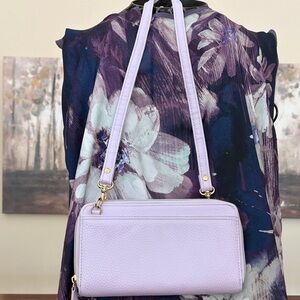 NEW Buxton Double Zip Multi Compartment Lavender Crossbody Wallet